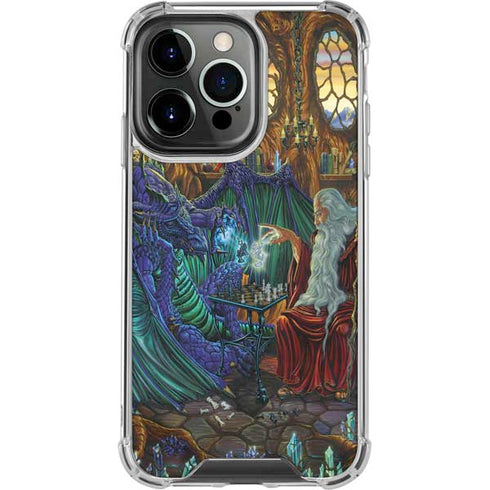 Dragon and Wizard Playing Chess by Ed Beard Jr iPhone 16 Pro Max Clear Case