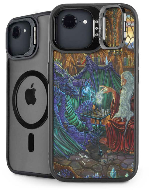 Dragon and Wizard Playing Chess by Ed Beard Jr iPhone 16e Kickstand Case