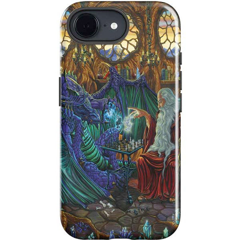 Dragon and Wizard Playing Chess by Ed Beard Jr iPhone 16e Impact Case