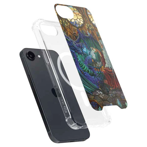 Dragon and Wizard Playing Chess by Ed Beard Jr iPhone 16e MagSafe Case