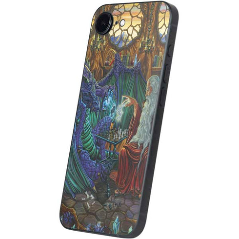 Dragon and Wizard Playing Chess by Ed Beard Jr iPhone 16e Skin