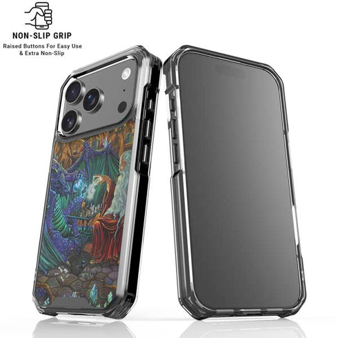 Dragon and Wizard Playing Chess by Ed Beard Jr iPhone 18 Pro Clear Case