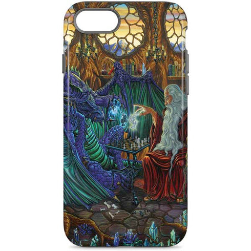 Dragon and Wizard Playing Chess by Ed Beard Jr iPhone Cases
