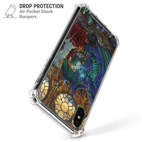 Dragon and Wizard Playing Chess by Ed Beard Jr iPhone X/XS Clear Case