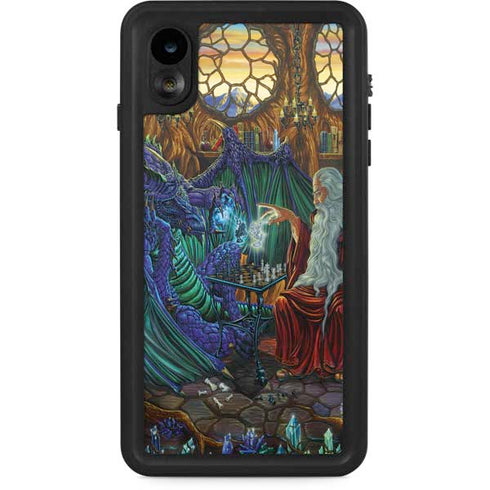 Dragon and Wizard Playing Chess by Ed Beard Jr iPhone Cases