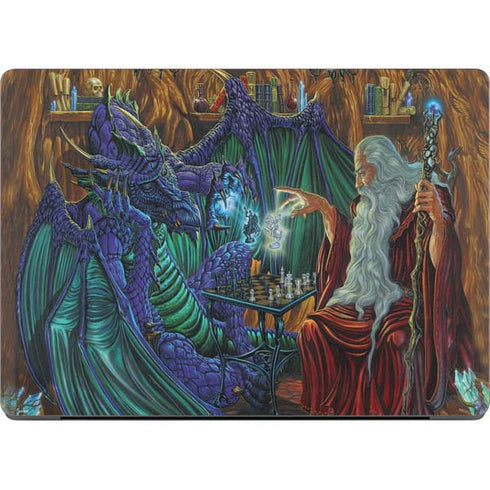 Dragon and Wizard Playing Chess by Ed Beard Jr Apple MacBook Pro 14-inch Skin