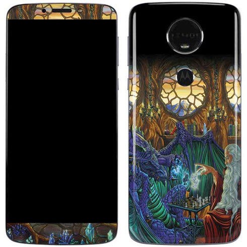 Dragon and Wizard Playing Chess by Ed Beard Jr Moto E5 Plus Skin