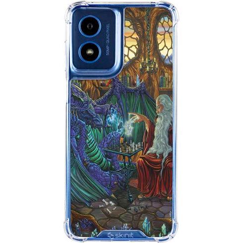 Dragon and Wizard Playing Chess by Ed Beard Jr Moto G 5G (2024) Clear Case
