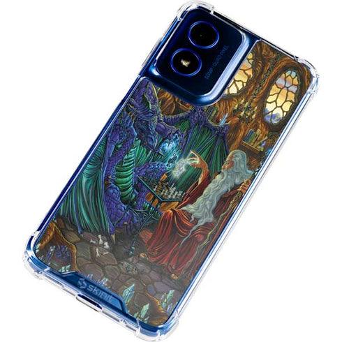 Dragon and Wizard Playing Chess by Ed Beard Jr Moto G 5G (2024) Clear Case