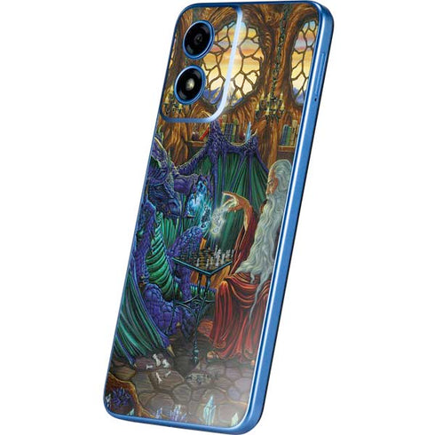 Dragon and Wizard Playing Chess by Ed Beard Jr Moto G Play 4G (2024) Skin