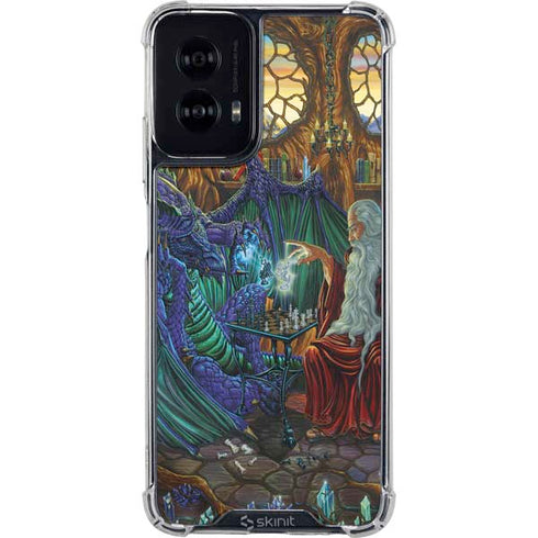 Dragon and Wizard Playing Chess by Ed Beard Jr Moto G Power 5G (2024) Clear Case