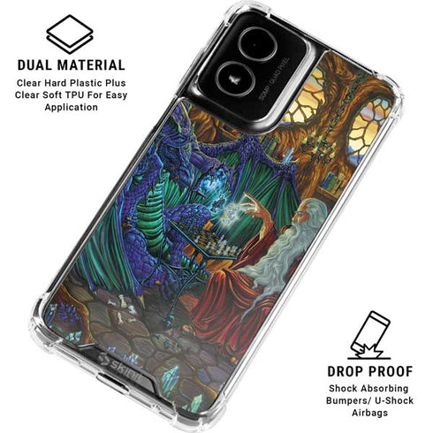 Dragon and Wizard Playing Chess by Ed Beard Jr Moto G Power 5G (2024) Clear Case