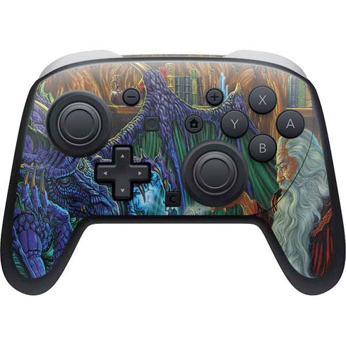Dragon and Wizard Playing Chess by Ed Beard Jr Nintendo Switch 2 (2025) Pro Controller Skin