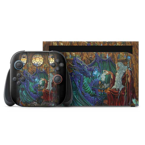 Dragon and Wizard Playing Chess by Ed Beard Jr Nintendo Skins