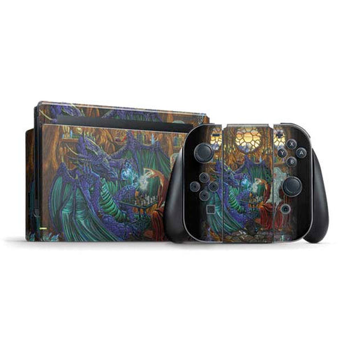 Dragon and Wizard Playing Chess by Ed Beard Jr Nintendo Skins
