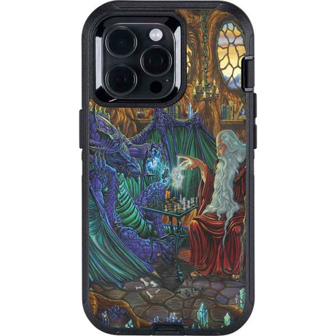 Dragon and Wizard Playing Chess by Ed Beard Jr Otterbox Defender iPhone Skin