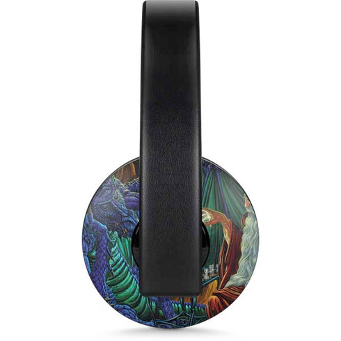 Dragon and Wizard Playing Chess by Ed Beard Jr PlayStation 4 Gold Wireless Headset Skin
