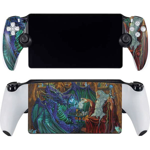 Dragon and Wizard Playing Chess by Ed Beard Jr PlayStation PS5 Skins