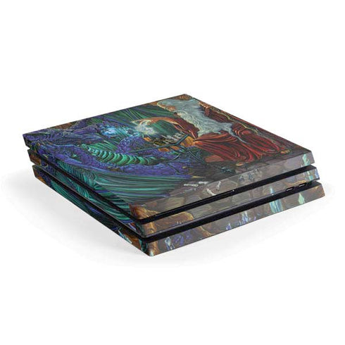 Dragon and Wizard Playing Chess by Ed Beard Jr PlayStation PS4 Skins