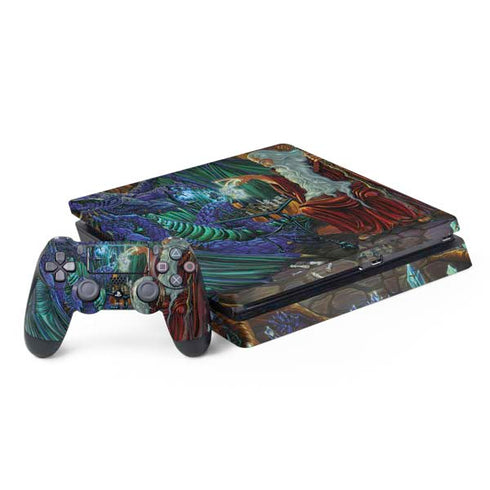 Dragon and Wizard Playing Chess by Ed Beard Jr PlayStation PS4 Skins