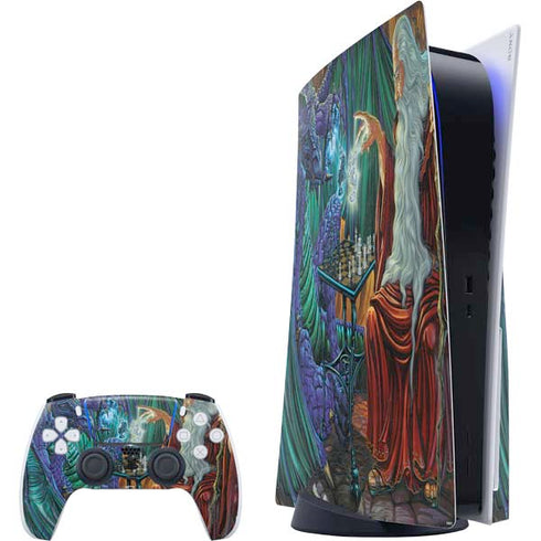 Dragon and Wizard Playing Chess by Ed Beard Jr PlayStation PS5 Skins