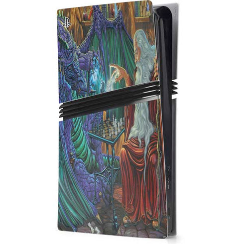 Dragon and Wizard Playing Chess by Ed Beard Jr PS5 Pro Console Skin