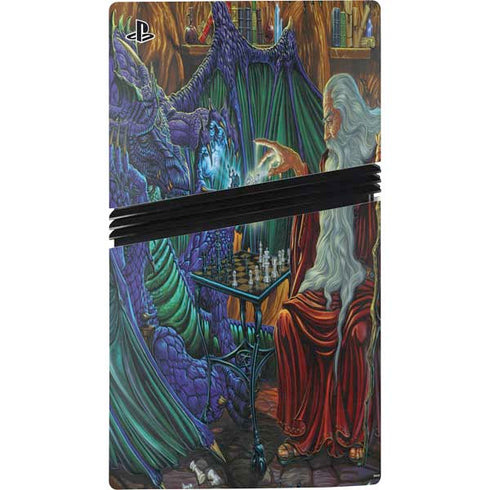 Dragon and Wizard Playing Chess by Ed Beard Jr PS5 Pro Console Skin