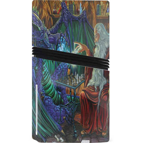 Dragon and Wizard Playing Chess by Ed Beard Jr PS5 Pro Disk Console Skin