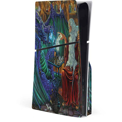 Dragon and Wizard Playing Chess by Ed Beard Jr PlayStation PS5 Skins