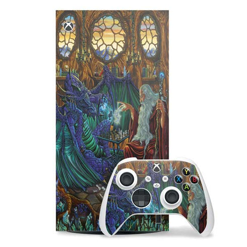 Dragon and Wizard Playing Chess by Ed Beard Jr Xbox Series X Skins
