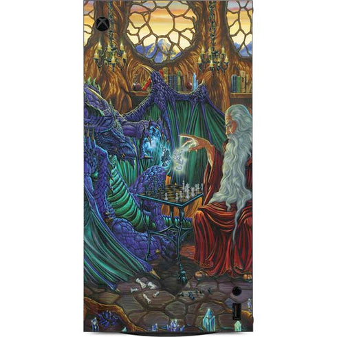 Dragon and Wizard Playing Chess by Ed Beard Jr XBox Series X Digital Edition Console Skin