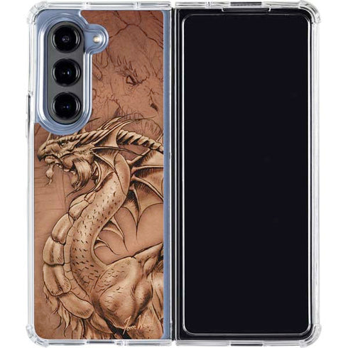 Dragon Parchment by Tom Wood Galaxy Z Fold5 5G Clear Case