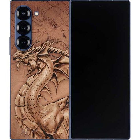 Dragon Parchment by Tom Wood Galaxy Z Fold6 Skin