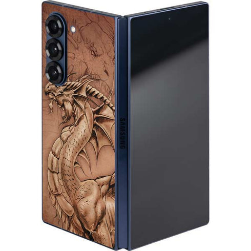 Dragon Parchment by Tom Wood Galaxy Z Fold6 Skin