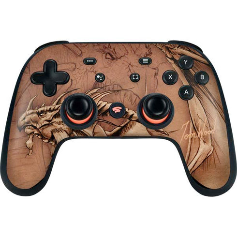 Dragon Parchment by Tom Wood Google Stadia Controller Skin