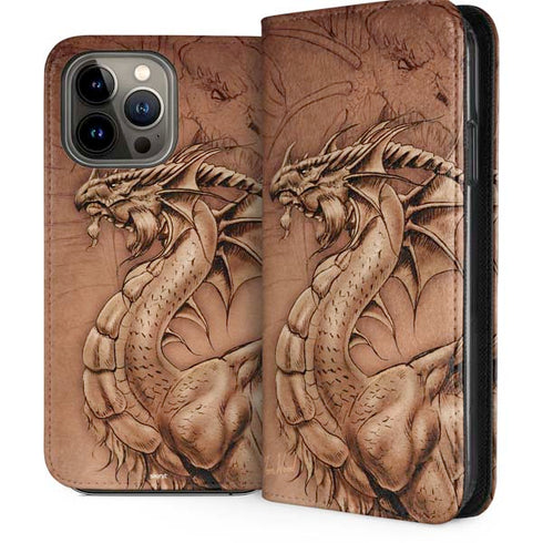 Dragon Parchment by Tom Wood iPhone 14 Pro Max Folio Case