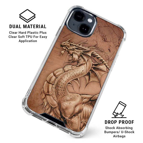 Dragon Parchment by Tom Wood iPhone 15 Clear Case