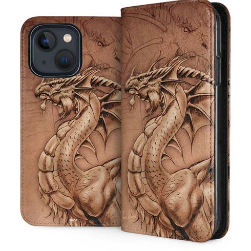 Dragon Parchment by Tom Wood iPhone 15 Folio Case
