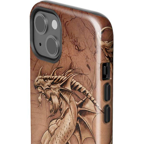 Dragon Parchment by Tom Wood iPhone 15 Impact Case