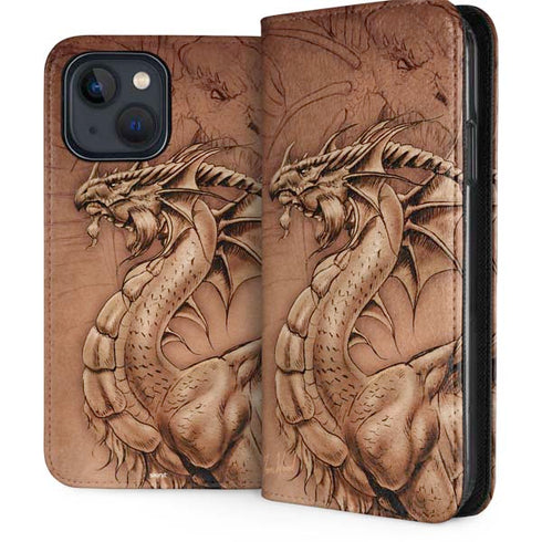 Dragon Parchment by Tom Wood iPhone 15 Plus Folio Case