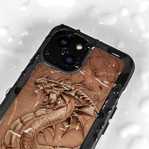 Dragon Parchment by Tom Wood iPhone 15 Plus Waterproof Case