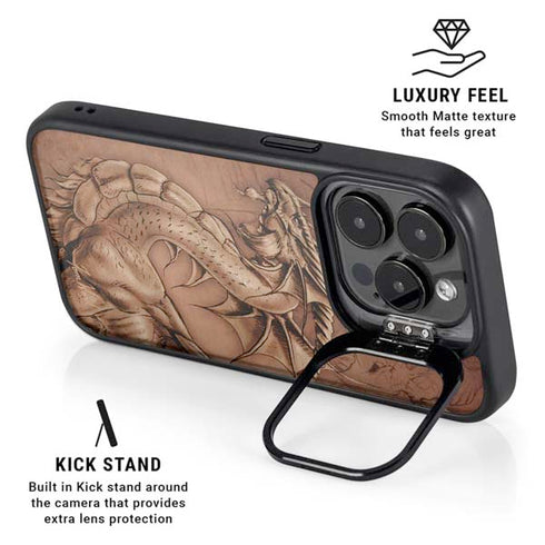 Dragon Parchment by Tom Wood iPhone 15 Pro Max Kickstand Case