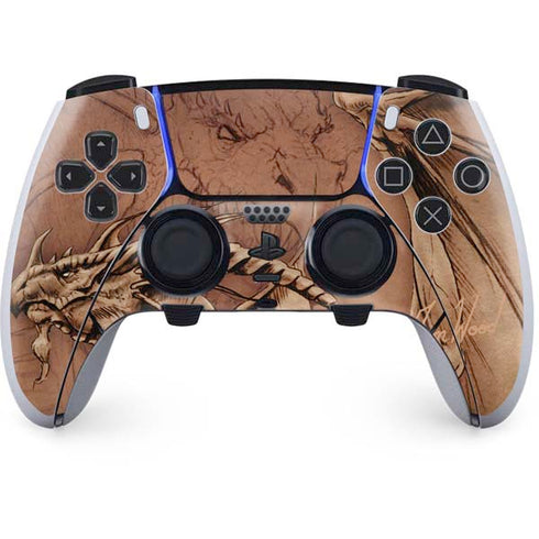 Tom Wood Dragon Parchment PS5 DualSense Edge Pro Controller Skin