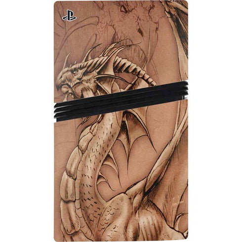 Dragon Parchment by Tom Wood PS5 Pro Console Skin