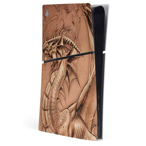 Dragon Parchment by Tom Wood PS5 Slim Digital Edition Console Skin