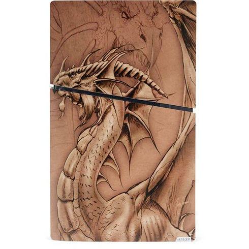 Dragon Parchment by Tom Wood PS5 Slim Digital Edition Console Skin