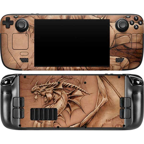 Dragon Parchment by Tom Wood Steam Deck Handheld Gaming Computer OLED Skin