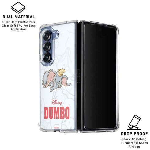 Disney Dumbo Classic sketched portrait Galaxy Z Fold7 Clear Case