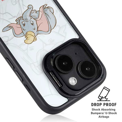Disney Dumbo Classic sketched portrait iPhone 15 Plus Kickstand Case