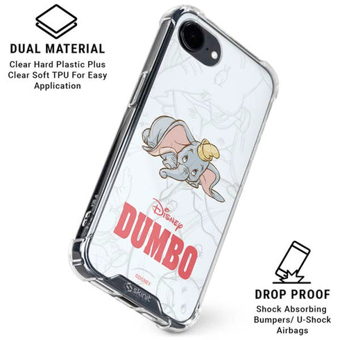 Disney Dumbo Classic sketched portrait iPhone 16e Clear Case